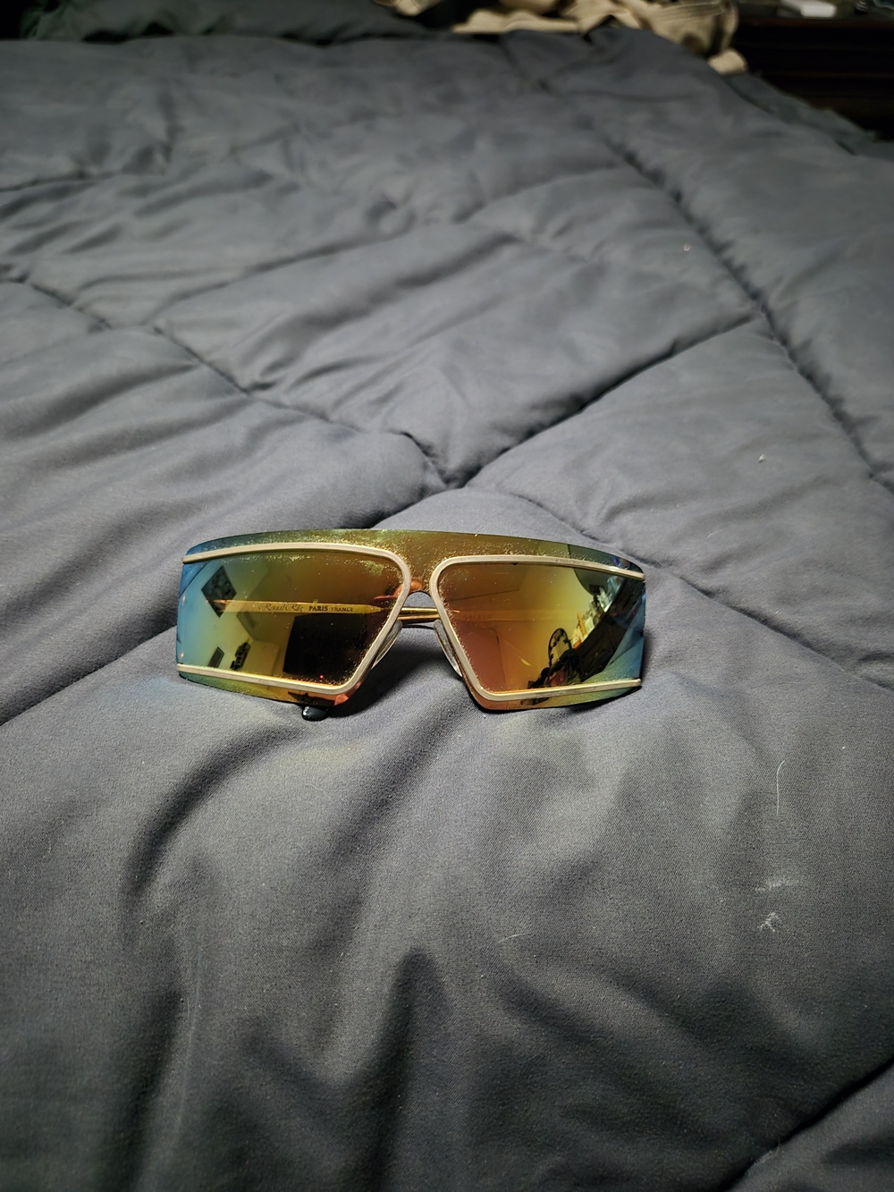 Women's Rectangular Mirrored Sunglasses in Multicolor Lens